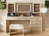 Large Vanity Table Set with LED Lighted Mirror, Vanity Desk with Charging Station, Makeup Table with 64189891