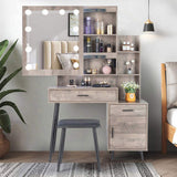 Particleboard Triamine Veneer Iron Legs 2 Drawers 1 Door 2 Shelves Mirror Cabinet 3 Light Bulbs 76174909