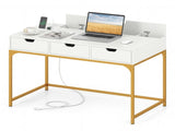 43.5" Home Office Desk with Built-in Charging Station & 3 Drawers Hidden Compartment 78721214