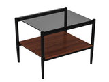 Set of 2 Rectangle End Table, Tempered Glass Tabletop with MDF layer, Modern Table for Living Room , W241P184249