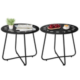 Outdoor Side with Flower Cut Outs, Weather Resistant Steel Patio Side, Round Outdoor End 09740220