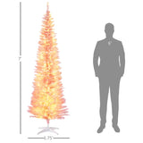 ZUN HOMCOM 7' Tall Pre-Lit Slim Noble Fir Artificial Christmas Tree with 200 Warm White LED Lights and W2225137771