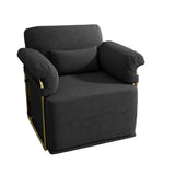 360 Degree Square Swivel Accent Sofa Chair,Fluffy Fabric Lounge Wide Upholstered Reading Chair with W2012P319073