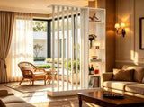 Freestanding White Room Divider with Storage Shelves, Slatted Room Partition Bookcase, Modern W3101P575904