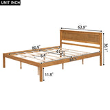 Platform Bed Frame with Headboard, Wood Slat Support, No Box Spring Needed, Queen, Oak WF212813AAN