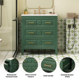 30'' Bathroom Vanity with Ceramic Sink Combo, Free Standing Single Vanity Set with 3 Drawers, Solid N710P246209F