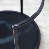 Set 2 Coffee Table Nesting Black top Black Frame Circular Round and Marble Pattern Wooden Tables, 62287079