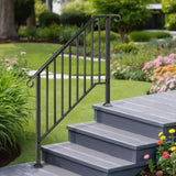 Matte Black Outdoor 3 Level Iron Handrail 33331120