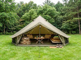 4 Season Bell Tent 13.1FT, Green Waterproof Glamping Yurt Tent with Stove Jack, Fits 8 People Family W3636P456623