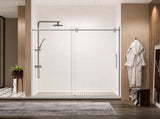 68-72" W * 76" H Stainless Steel Round Tube Frameless Single Sliding Shower Door, 3/8"-thick W1552P310017