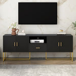 ZUN U-Can Modern TV Stand for TV up to 70 Inches,TV Cabinet with 1 Drawer, 2 Cabinets and Metal Legs, N724P198472B