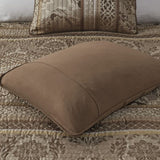 6 Piece Jacquard Quilt Set with Throw Pillows Brown/Gold Full/Queen B03597482