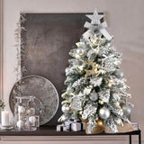 ZUN 22in Mini Christmas Tree with Light Artificial Small Tabletop Christmas Decoration with Flocked 55611026