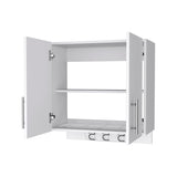 ZUN Carmelita 2-Door 2-Shelf Wall Storage Cabinet with Hangers White B062103266