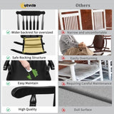 Patio Rocking Solid Wood, Outdoor Porch Rocker with Wooden Frame, Indoor Wooden Rocking 41500098