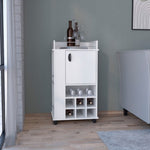 ZUN Bar Cart with 6 Built-in Wine Rack and Casters, White B097120589