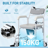 Gray Shower Commode Wheelchair, Seniors Bedside Commode Chai 84628488