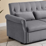 Artemax 55'' Modern Shiny Velvet Convertible Loveseat Sleeper Sofa Couch w/ 2 Lumbar Pillows, W668100736