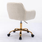 ZUN Hengming Faux Fur Home Office Chair,Fluffy Fuzzy Comfortable Makeup Vanity Chair ,Swivel Desk Chair W21256753