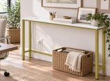 39.37"x5.91"x31.10" Console Table, MDF with Melamine Veneer & Iron Frame, with Power Outlet, White & 78249220