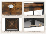 Rustic Brown Coffee Bar Table with Storage Drawer Cabinet RGB LED and Power Outlet 01381229