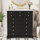 30'' Bathroom Vanity with Ceramic Sink Combo, Solid Wood Frame Bathroom Storage Cabinet, N710P276724B