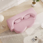 ZUN Modern Floor Sofa with 2 Pillows,Convertible Teddy Fabric Foam-Filled Sleeper Sofa Bed,15" Full Size W1885P190391