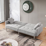 ZUN 84.6” Extra Long Futon Adjustable Sofa Bed, Modern Tufted Fabric Folding Daybed Guest Bed, B082111417