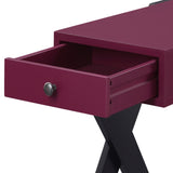 Burgundy and Black Side Table with USB Ports B062P185647