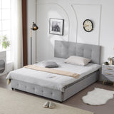Upholstered Full Platform Storage Bed Frame with 4 Drawers, Adjustable Headboard with Button Tufted 62477493