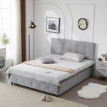 ZUN Upholstered Full Platform Storage Bed Frame with 4 Drawers, Adjustable Headboard with Button Tufted 62477493