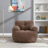 010-Soft Teddy Fabric Tufted Foam Bean Bag Chair With Teddy Fabric Coffee W52753861