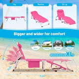 3-in-1 Heavy Duty Tanning Chair with Face Hole Adjustable 5-Position Folding Chaise Lounge Chairs W3399P310199