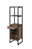 ZUN Weathered Oak and Black Wine Rack with 1 Drawer B062P184584