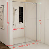 56-60"W x74"H Semi-Frame Single Sliding Shower Door,304 Stainless Steelin Brushed Nickel W2965P277289