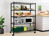 5-Tier Wire Storage Shelves, 30" D x 14" W x 63" H,1250 lb Load Capacity, Black 99273804