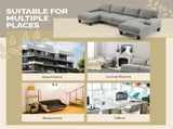 U-Shaped Convertible Sectional Sofa with 2 Short Chaise Lounges, 4-Seater Modular Chenille Fabric 14447518
