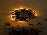24in Pre-lit Battery Powered Christmas Wreath with Remote, Lighted Artificial Xmas Wreath with 50 01478929