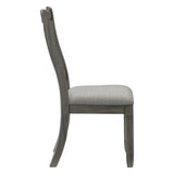 Casual Dining Height Side Chairs 2pc Antique Gray Wood Frame Fabric Upholstery B01143656