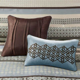 7 Piece Comforter Set Blue Queen B03597161