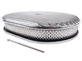 12" Oval Aluminum Full Finned Air Cleaner Polished Paper Element Fits for SB & BB CHEVY FORD & MOPAR 62270690