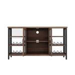 ZUN Industrial Wine Bar Cabinet, Liquor Storage Credenza, Sideboard with Wine Racks & Stemware Holder 88246051