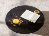 Round Coffee Table With Lift Handcrafted Relief Sturdy Pedestal Wooden Tea Table for Living Room no W3081P360271