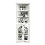 ZUN Corner Storage Cabinet, 63.3" Tall Freestanding Bookcase with Doors & Adjustable Shelves, 5-Tier 54814109