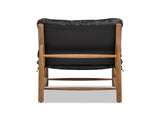 Oxford 26.5" Leather Mid-Century Modern Accent Chair, Noir Black Leather B2719P290775