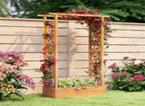 70" Tall Pine Wood Raised Garden Bed with Trellis & Flat Roof, Open-Ended Base Planter for Climbing 88382726