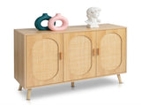 Modern Rattan Shoe Storage Cabinet with 3 Doors and Adjustable Shelves, Accent Cabinet for Living 22364309