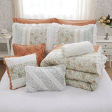 9 Piece Cotton Percale Comforter Set Coral Queen B03596894