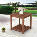 ZUN Square Wood Side Table Carbonized Color 03835542