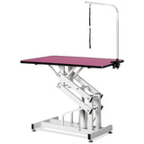 ZUN 42.5INCH HYDRAULIC PET GROOMING TABLE PINK COLOR 46798649